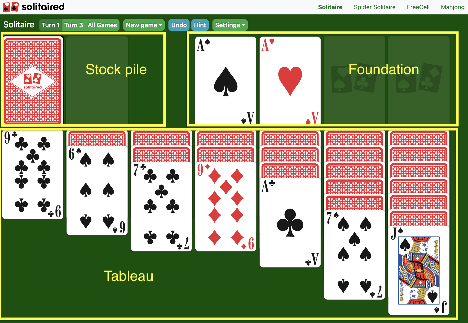 Classic Solitaire gameplay screenshot